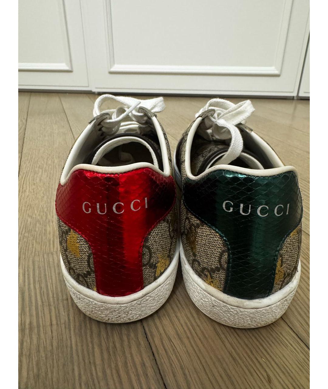 GUCCI Бежевые кожаные кеды, фото 4