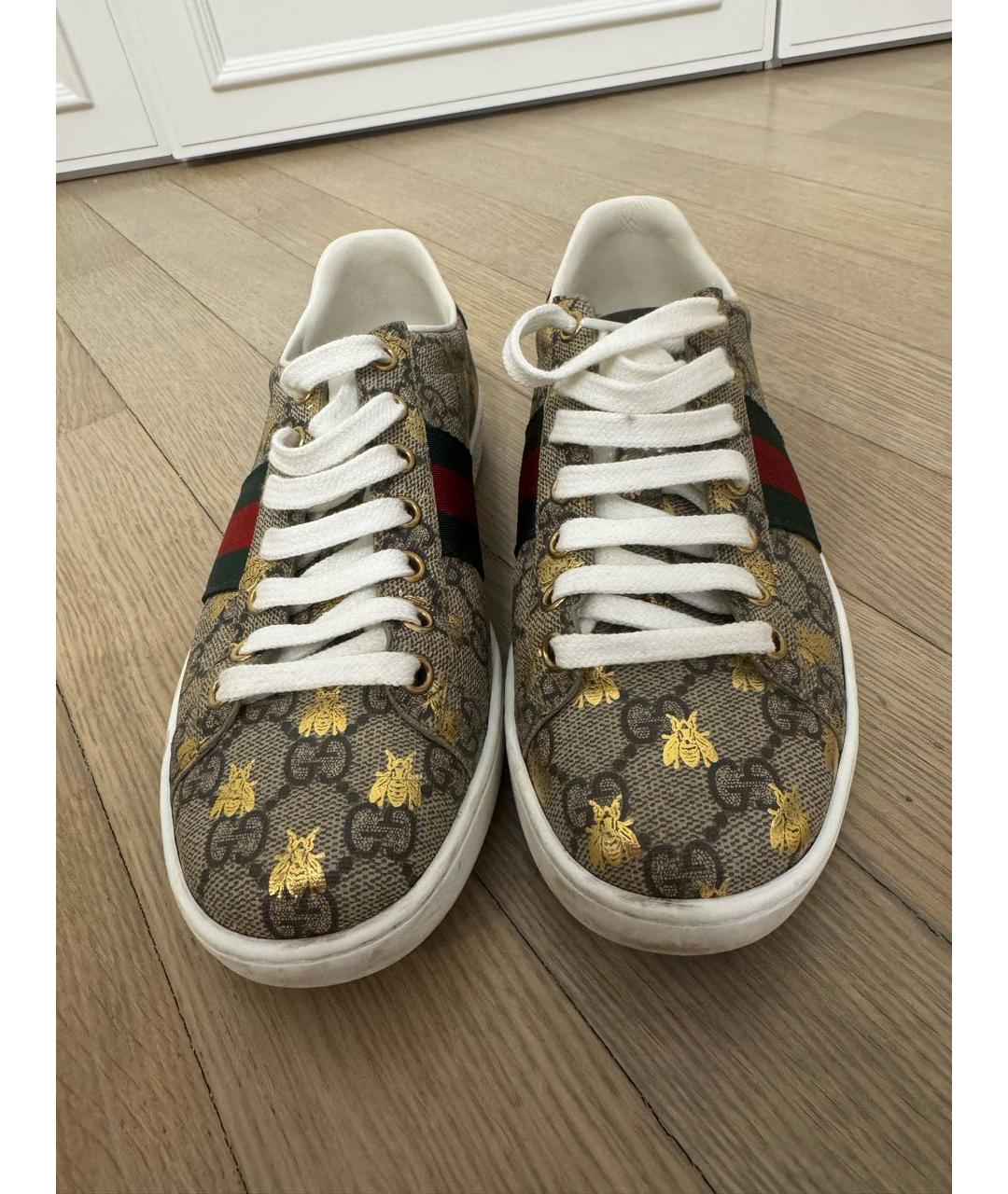 GUCCI Бежевые кожаные кеды, фото 2