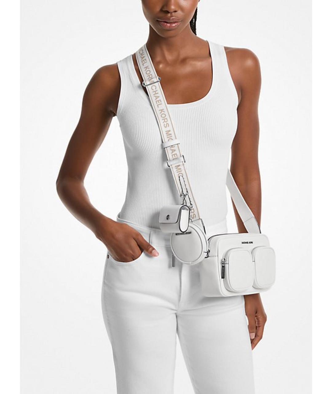 MICHAEL KORS Белая кожаная сумка через плечо, фото 4