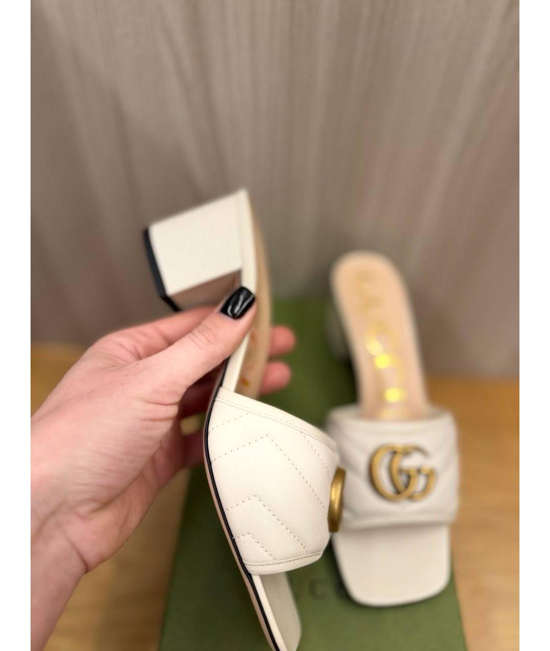 GUCCI Белые кожаные мюли, фото 3