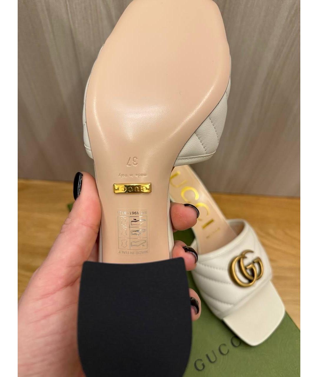 GUCCI Белые кожаные мюли, фото 5