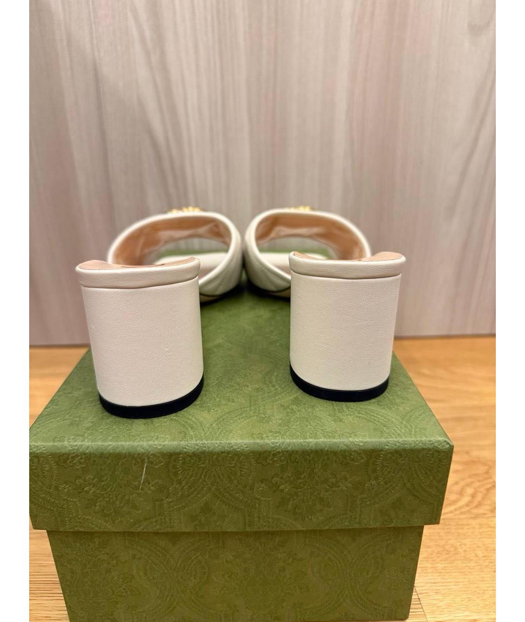 GUCCI Белые кожаные мюли, фото 4