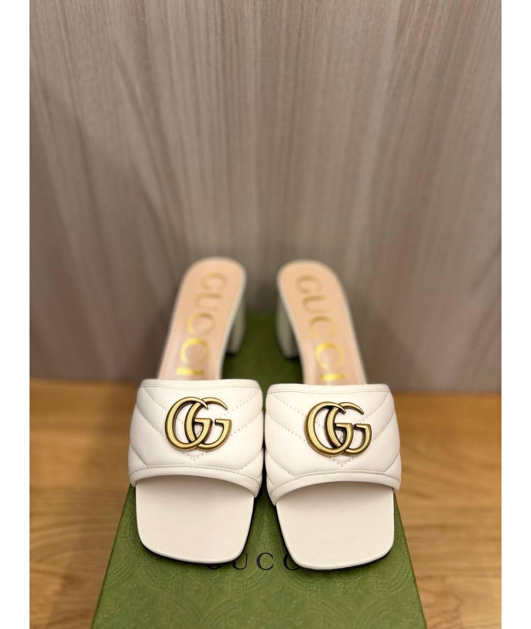 GUCCI Белые кожаные мюли, фото 2