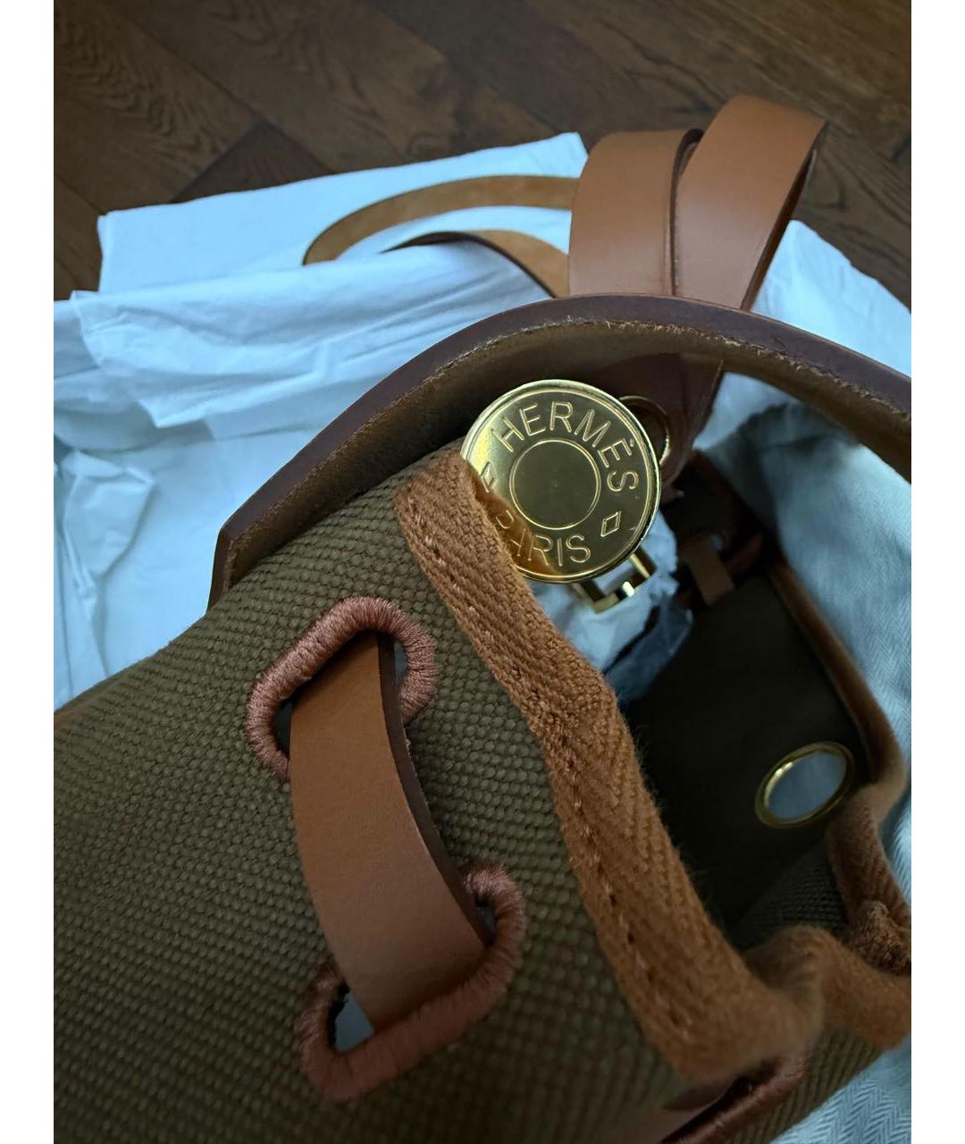 HERMES Коричневая тканевая сумка через плечо, фото 2