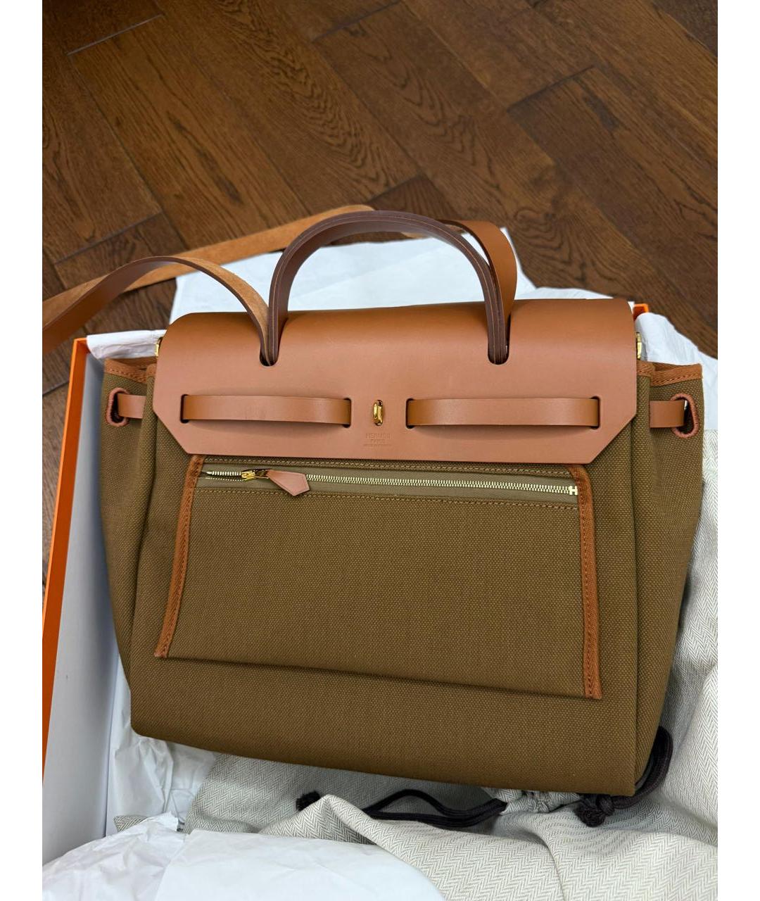 HERMES Коричневая тканевая сумка через плечо, фото 4