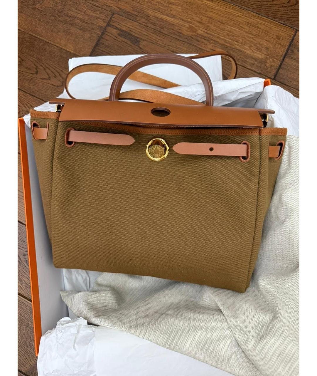 HERMES Коричневая тканевая сумка через плечо, фото 6