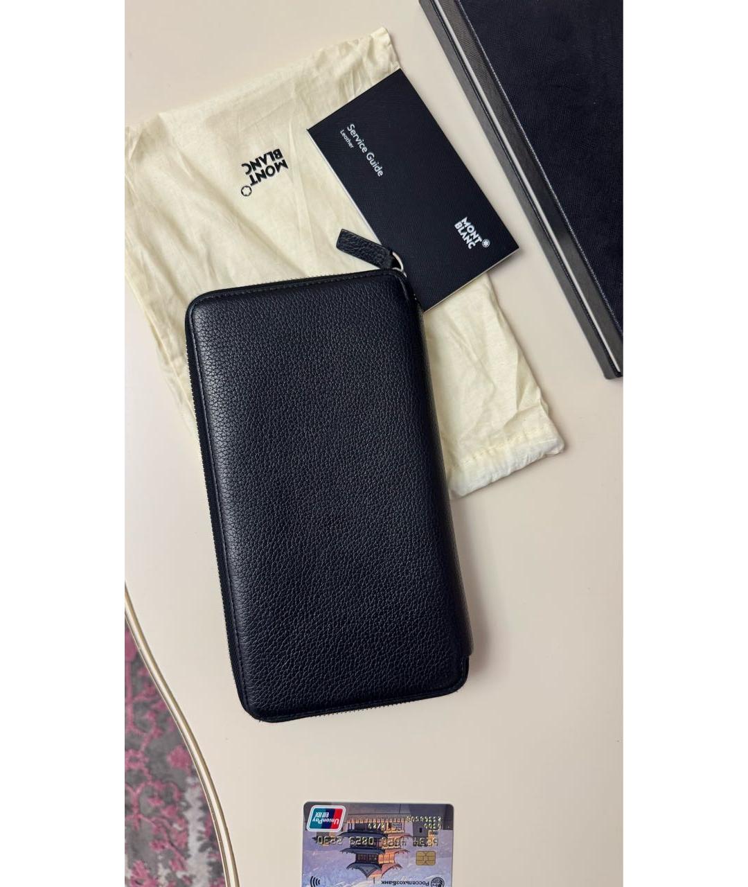 MONTBLANC Черный кожаный кошелек, фото 4