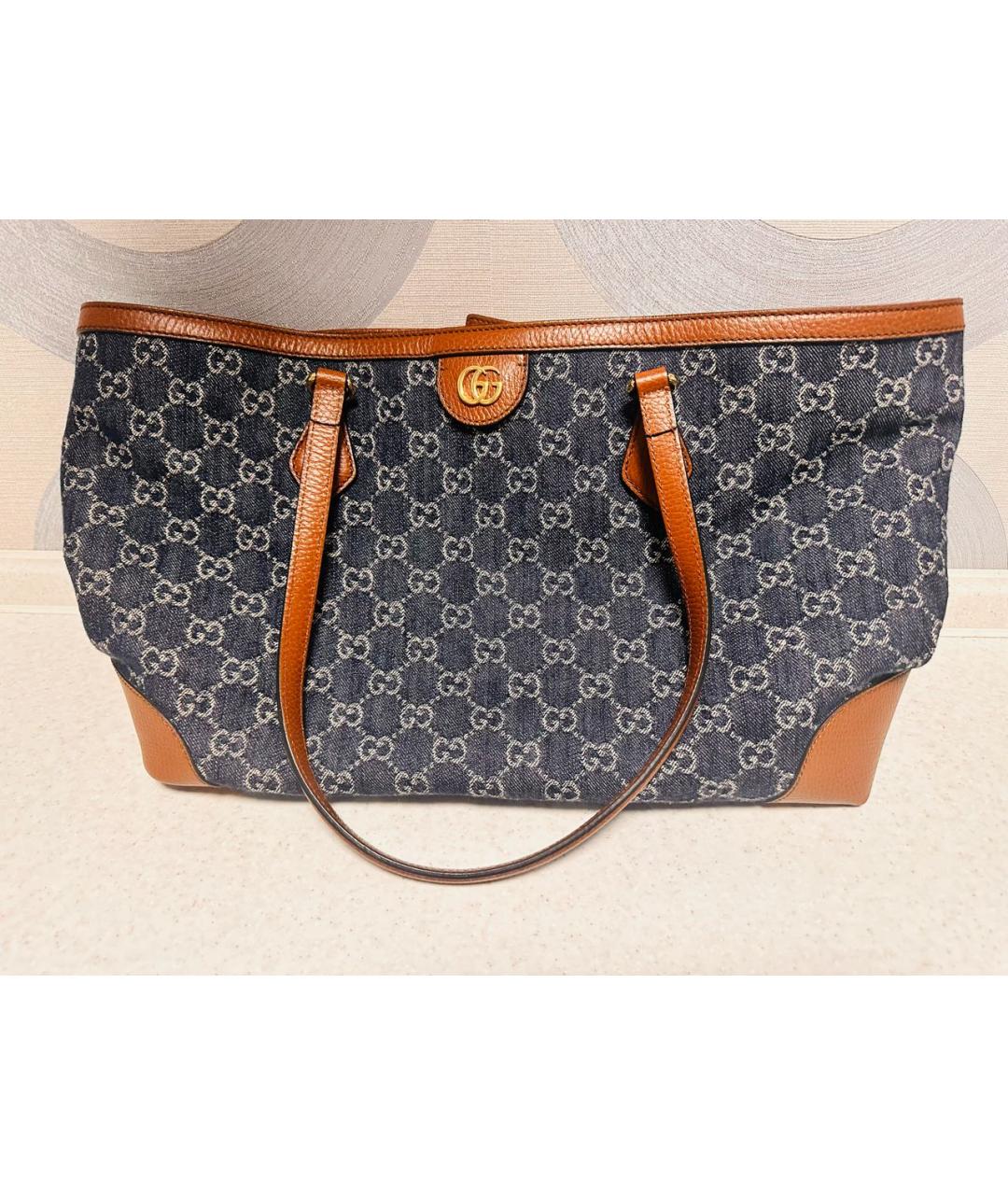 GUCCI Синяя деним сумка тоут, фото 5
