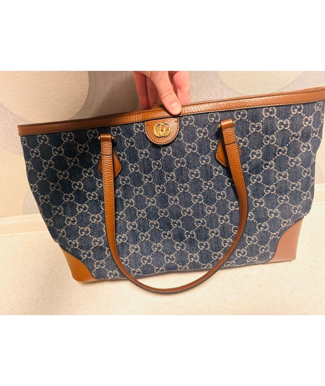 GUCCI Синяя деним сумка тоут, фото 2