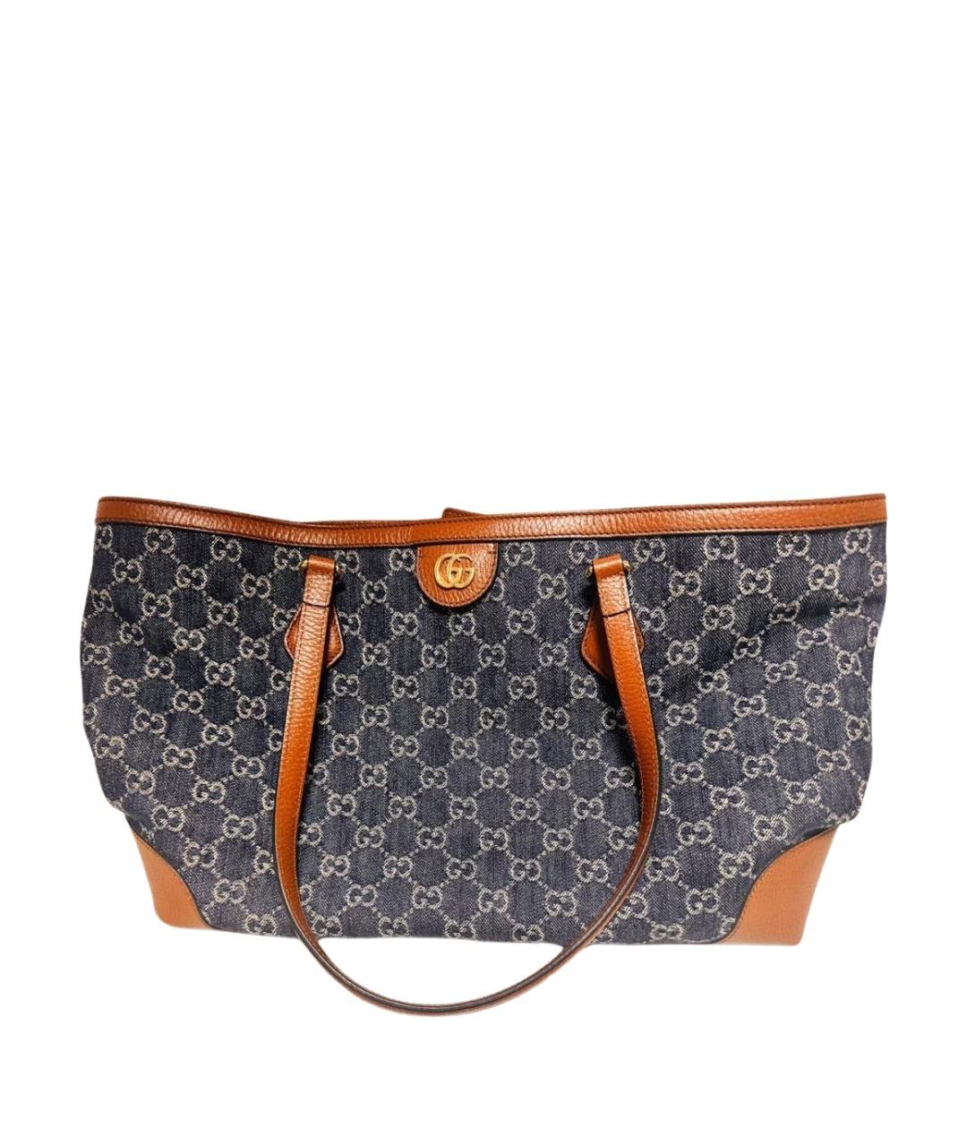 GUCCI Синяя деним сумка тоут, фото 1