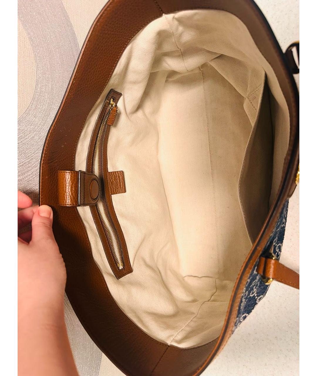 GUCCI Синяя деним сумка тоут, фото 3