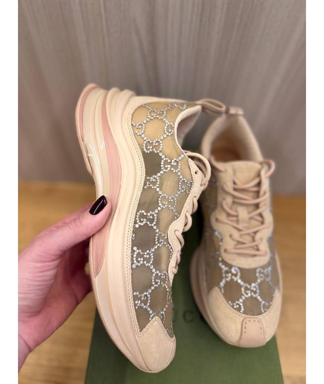 GUCCI Бежевые текстильные кроссовки, фото 3
