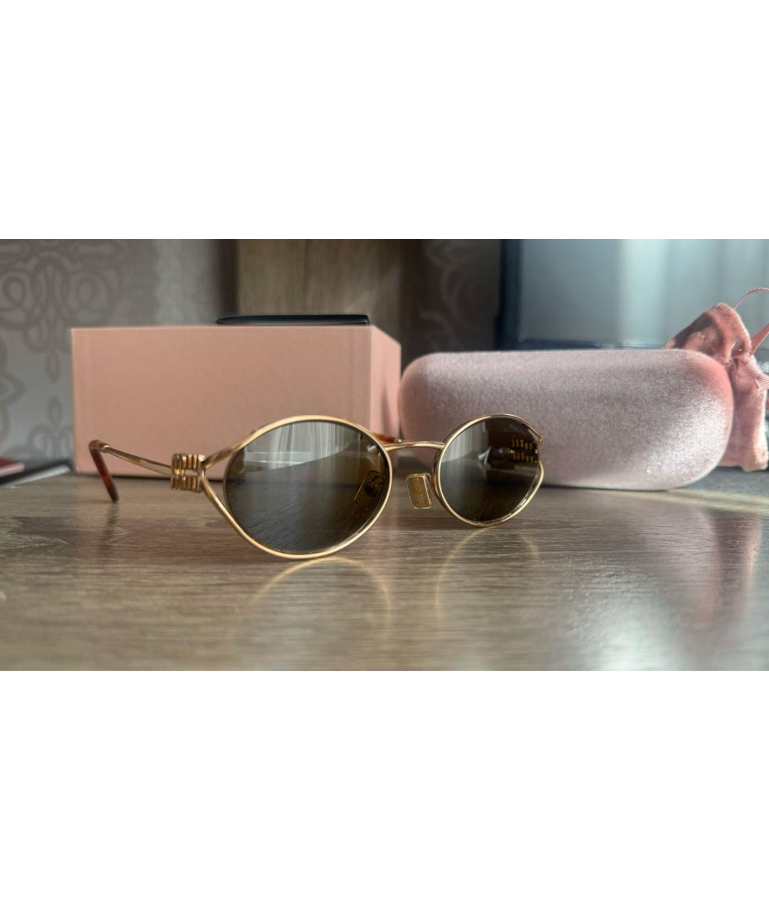 MIU MIU Коричневые металлические солнцезащитные очки, фото 5