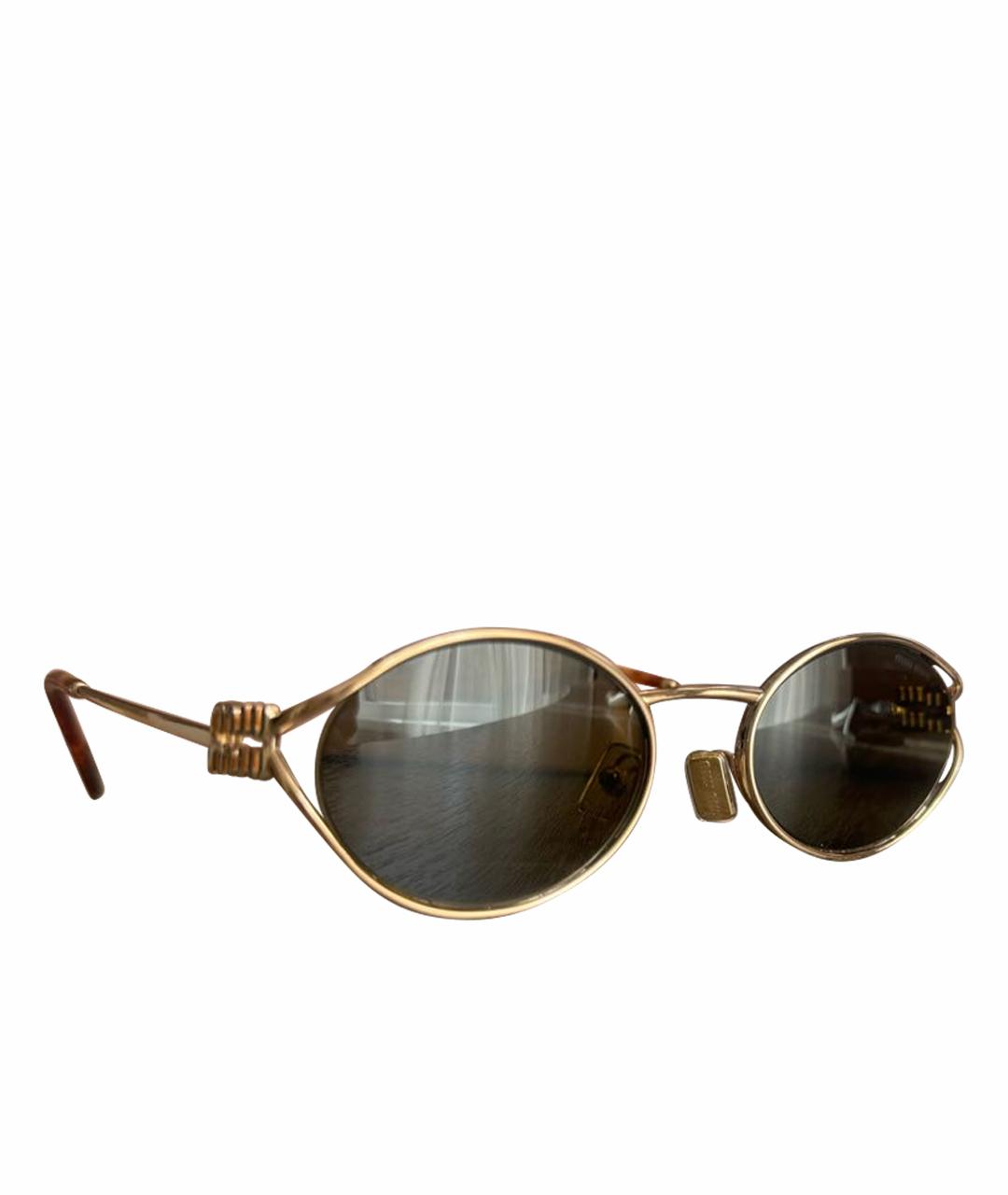 MIU MIU Коричневые металлические солнцезащитные очки, фото 1