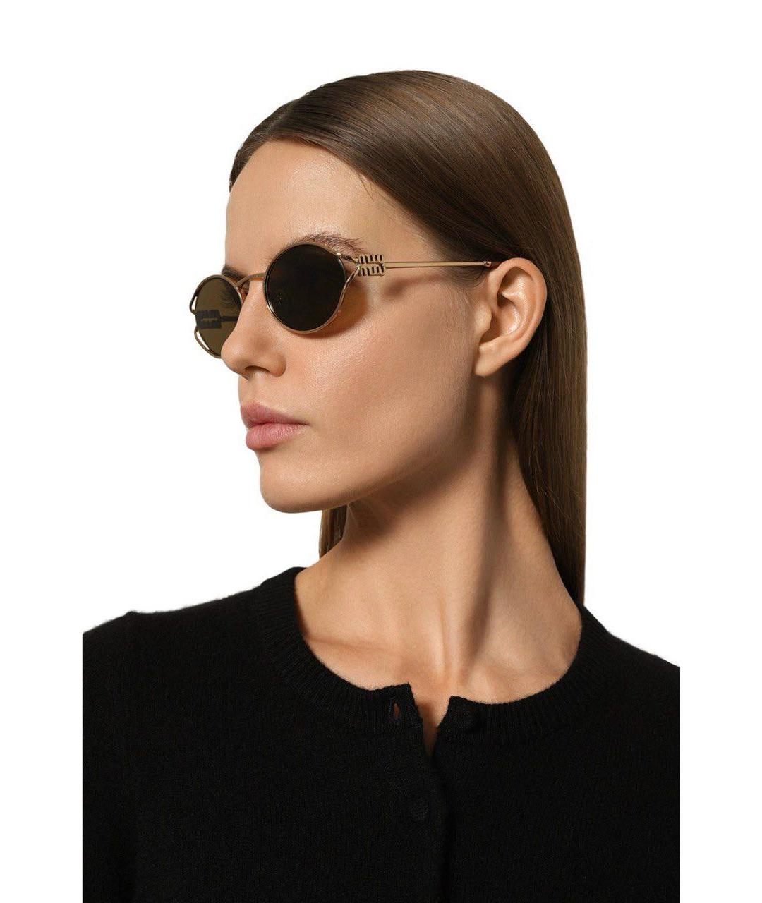 MIU MIU Коричневые металлические солнцезащитные очки, фото 2