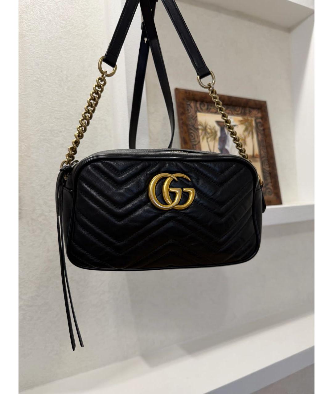 GUCCI Черная кожаная сумка через плечо, фото 6