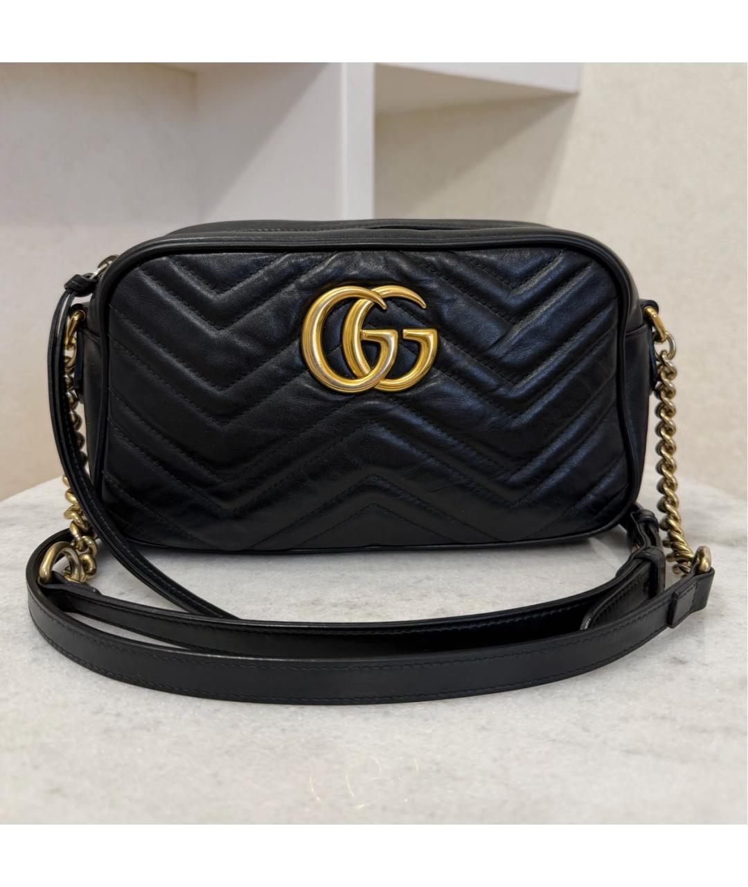 GUCCI Черная кожаная сумка через плечо, фото 2