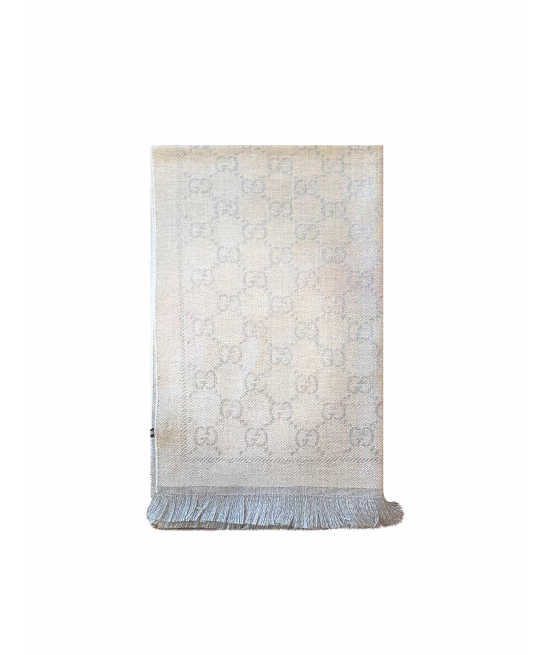 GUCCI Серый шерстяной шарф, фото 1