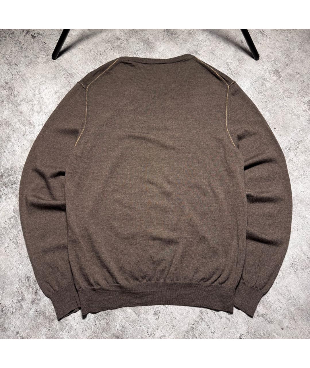 CANALI Коричневый шерстяной джемпер / свитер, фото 2
