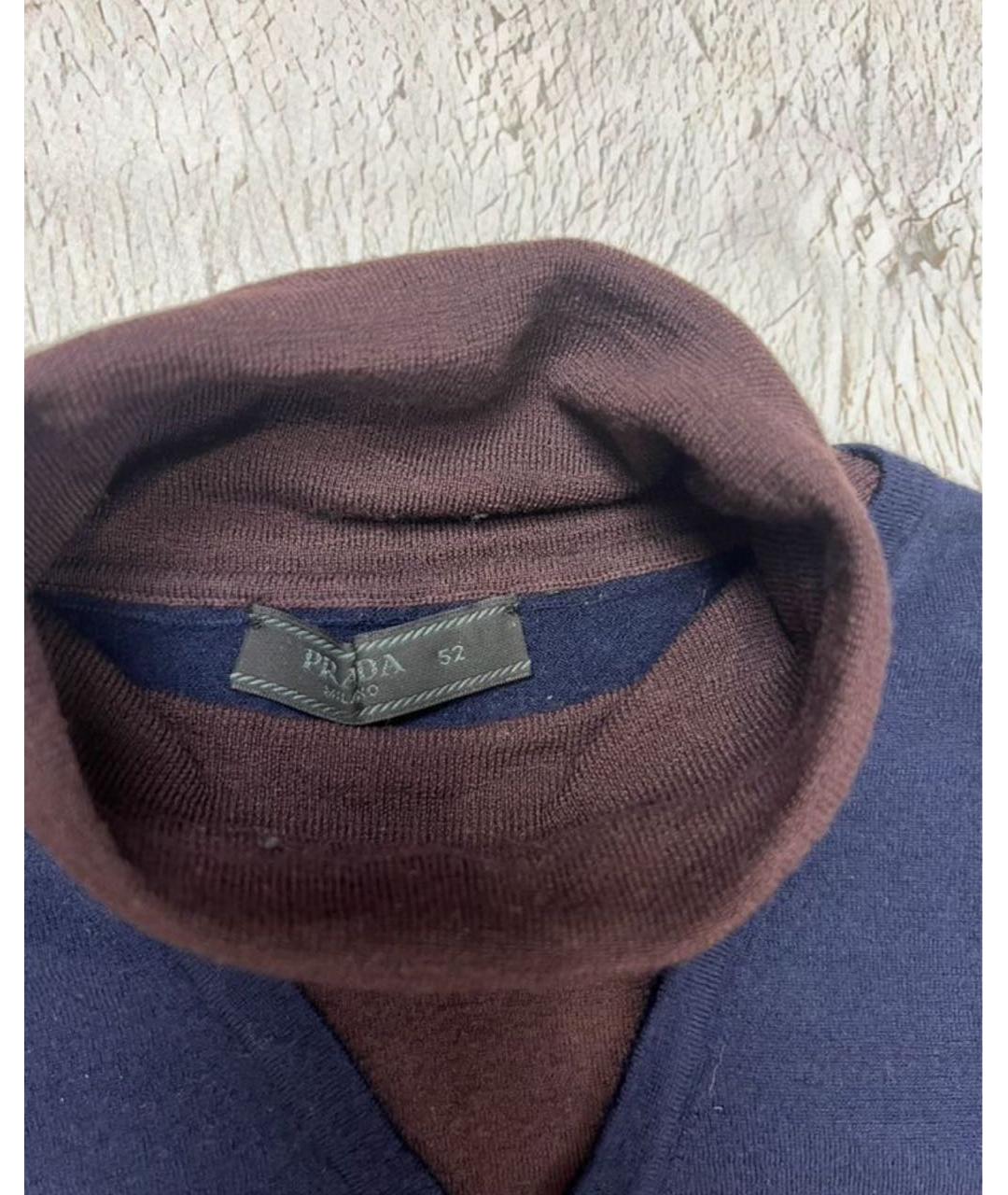 PRADA Темно-синий шерстяной джемпер / свитер, фото 3