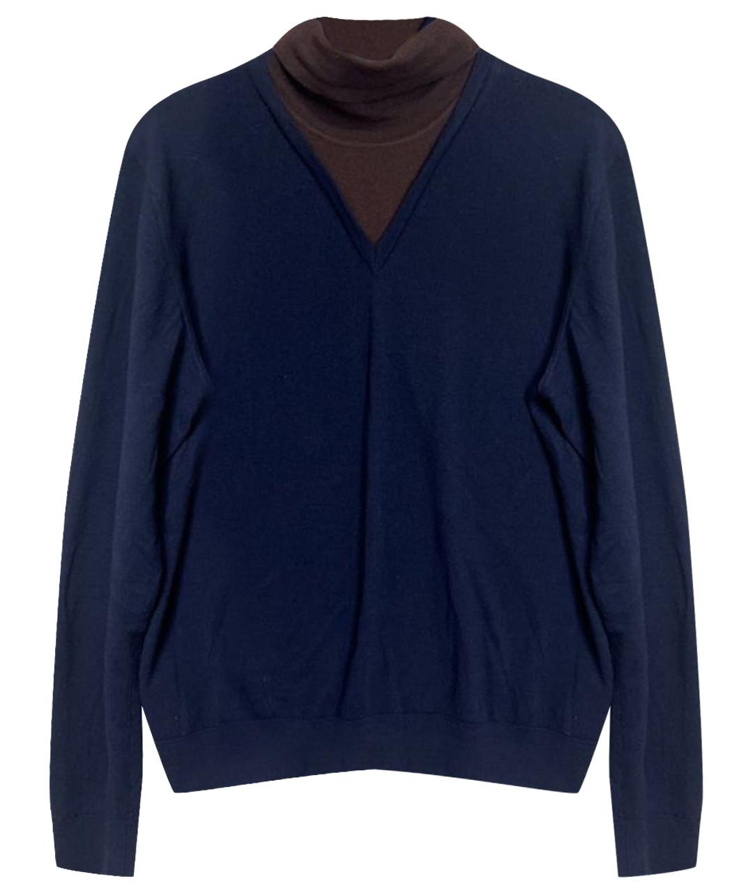 PRADA Темно-синий шерстяной джемпер / свитер, фото 1