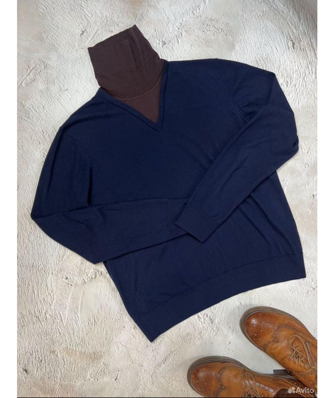 PRADA Темно-синий шерстяной джемпер / свитер, фото 4