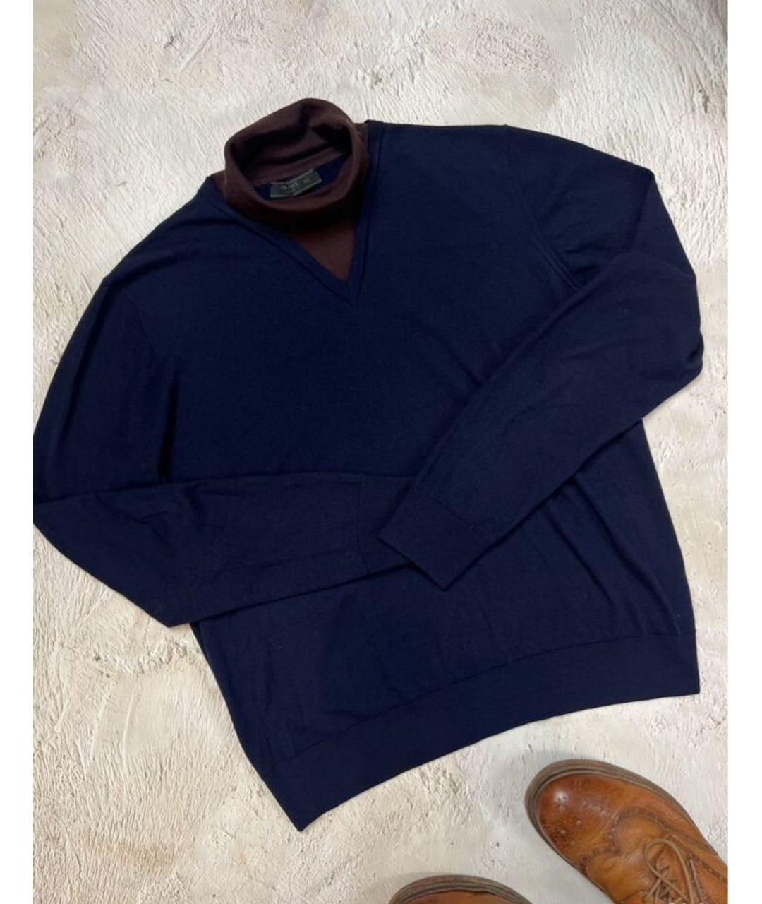 PRADA Темно-синий шерстяной джемпер / свитер, фото 5