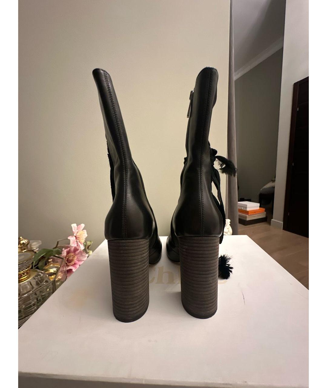 CHLOE Черные кожаные полусапоги, фото 3