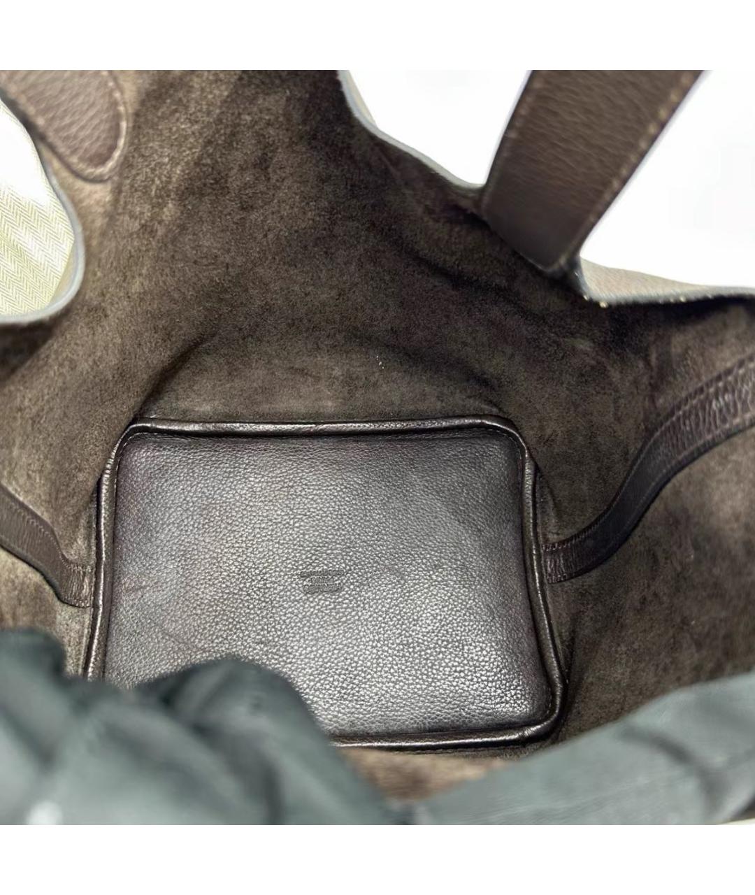 HERMES Коричневая кожаная сумка с короткими ручками, фото 4