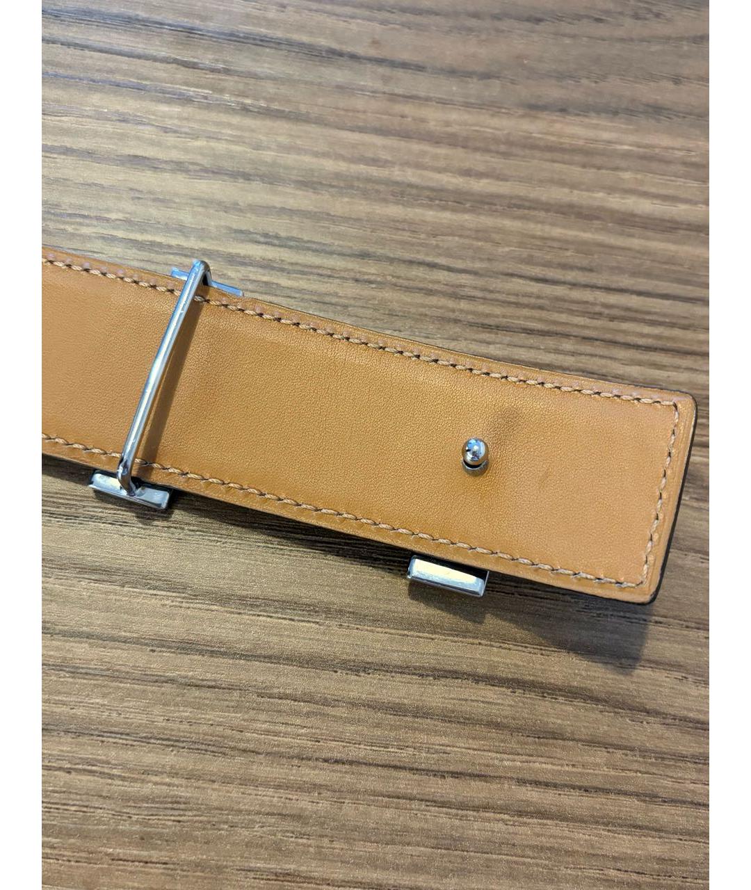 HERMES Коричневый ремень из экзотической кожи, фото 5