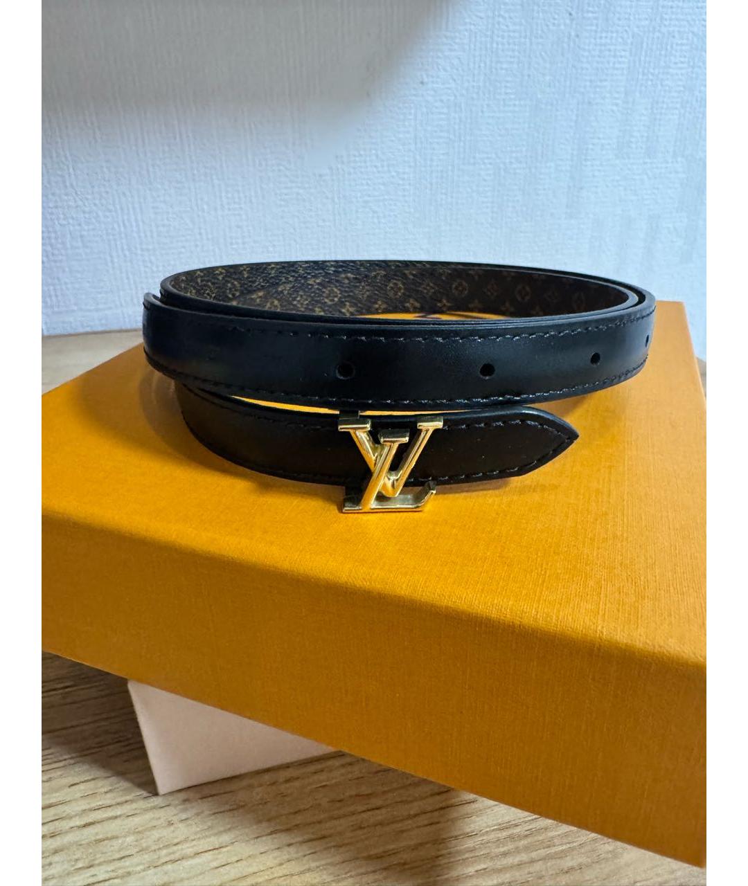 LOUIS VUITTON Черный кожаный ремень, фото 5