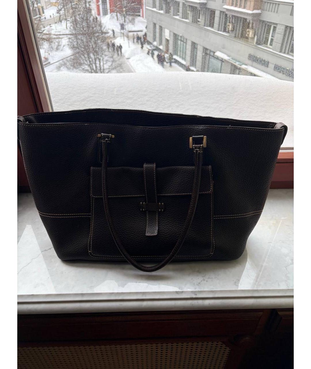 LORO PIANA Коричневая кожаная сумка тоут, фото 6