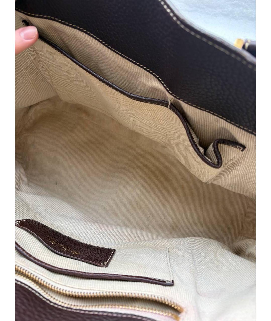 LORO PIANA Коричневая кожаная сумка тоут, фото 4