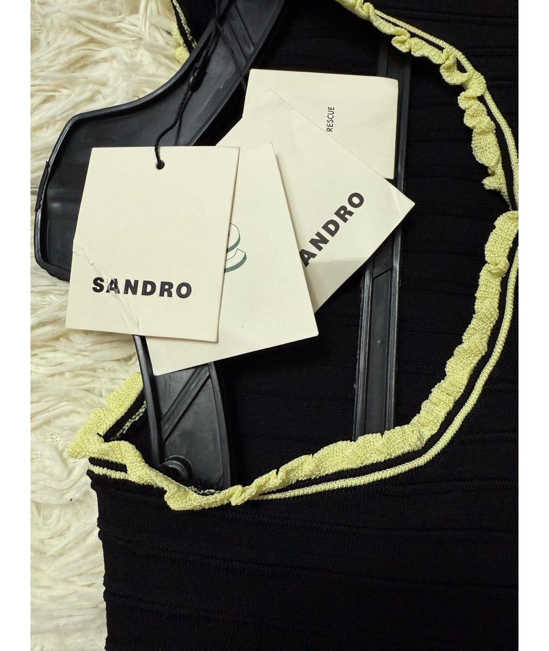 SANDRO Черное вискозное повседневное платье, фото 2