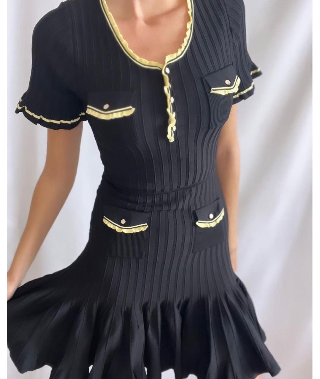 SANDRO Черное вискозное повседневное платье, фото 7