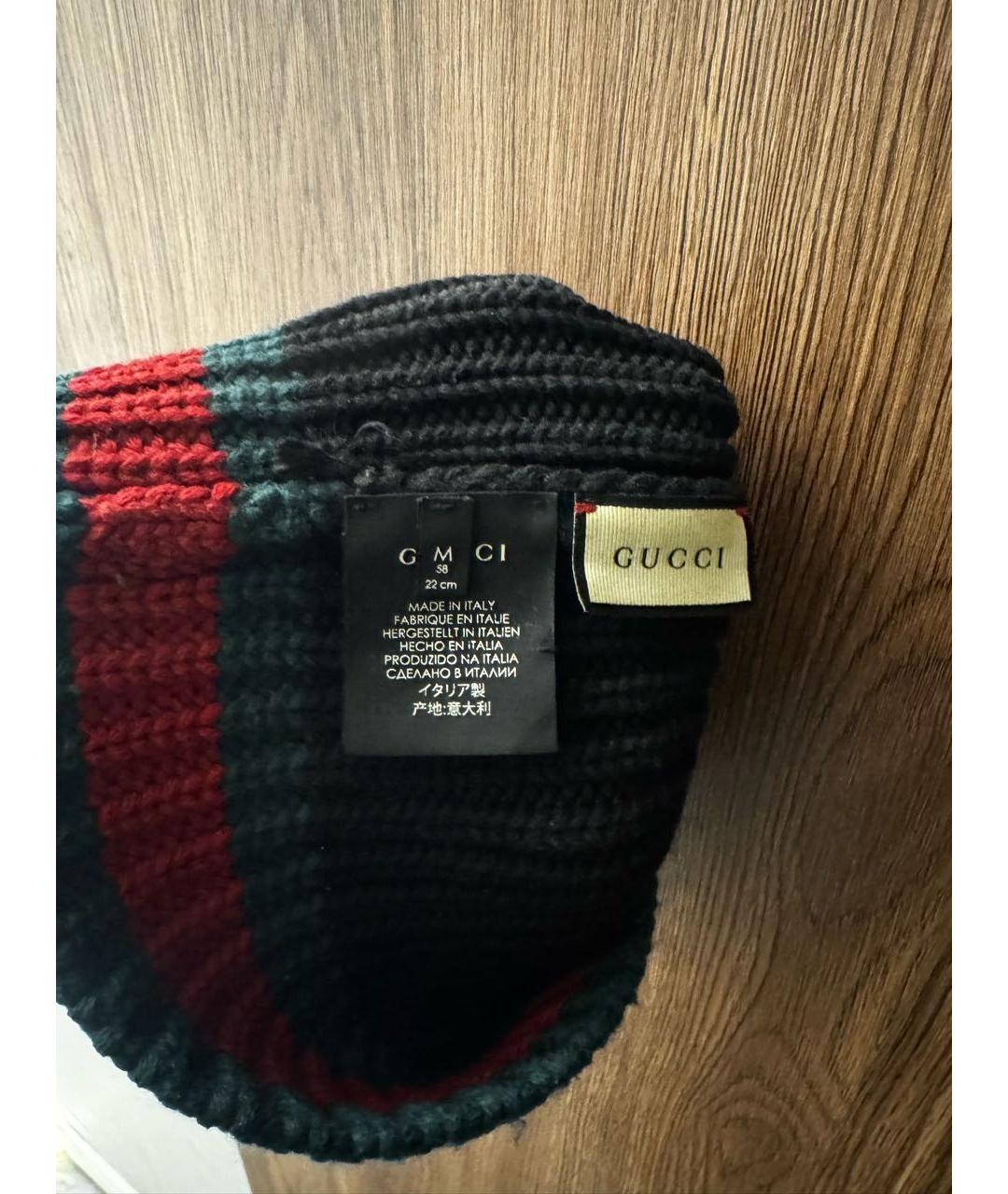 GUCCI Черная шерстяная шапка, фото 4