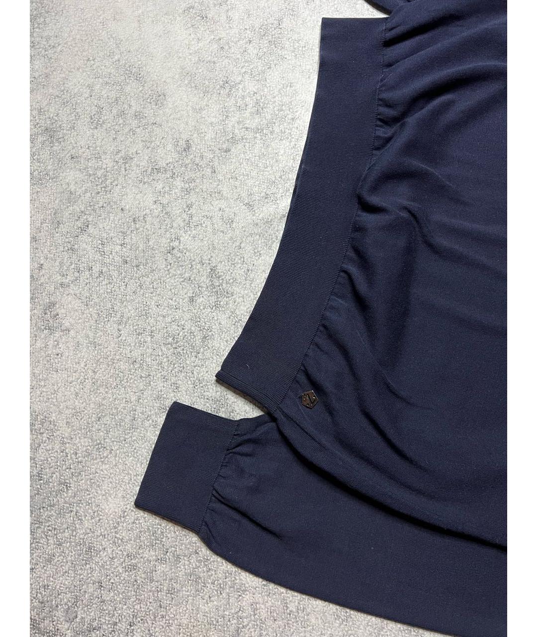 ZZEGNA Темно-синее хлопковое поло с длинным рукавом, фото 3