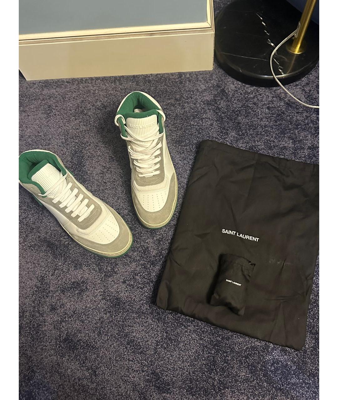 SAINT LAURENT Белые замшевые высокие кроссовки / кеды, фото 3