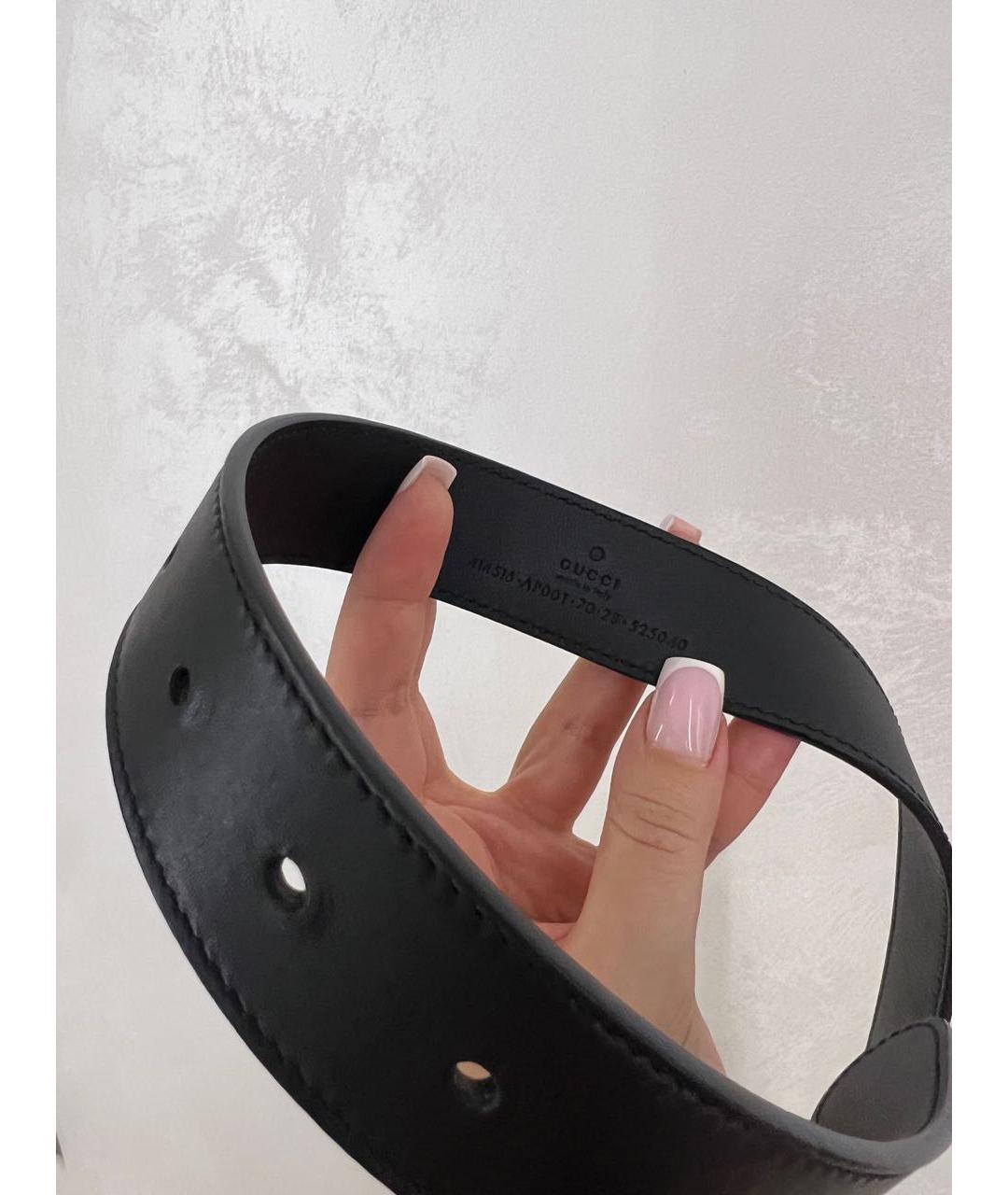 GUCCI Черный кожаный ремень, фото 3
