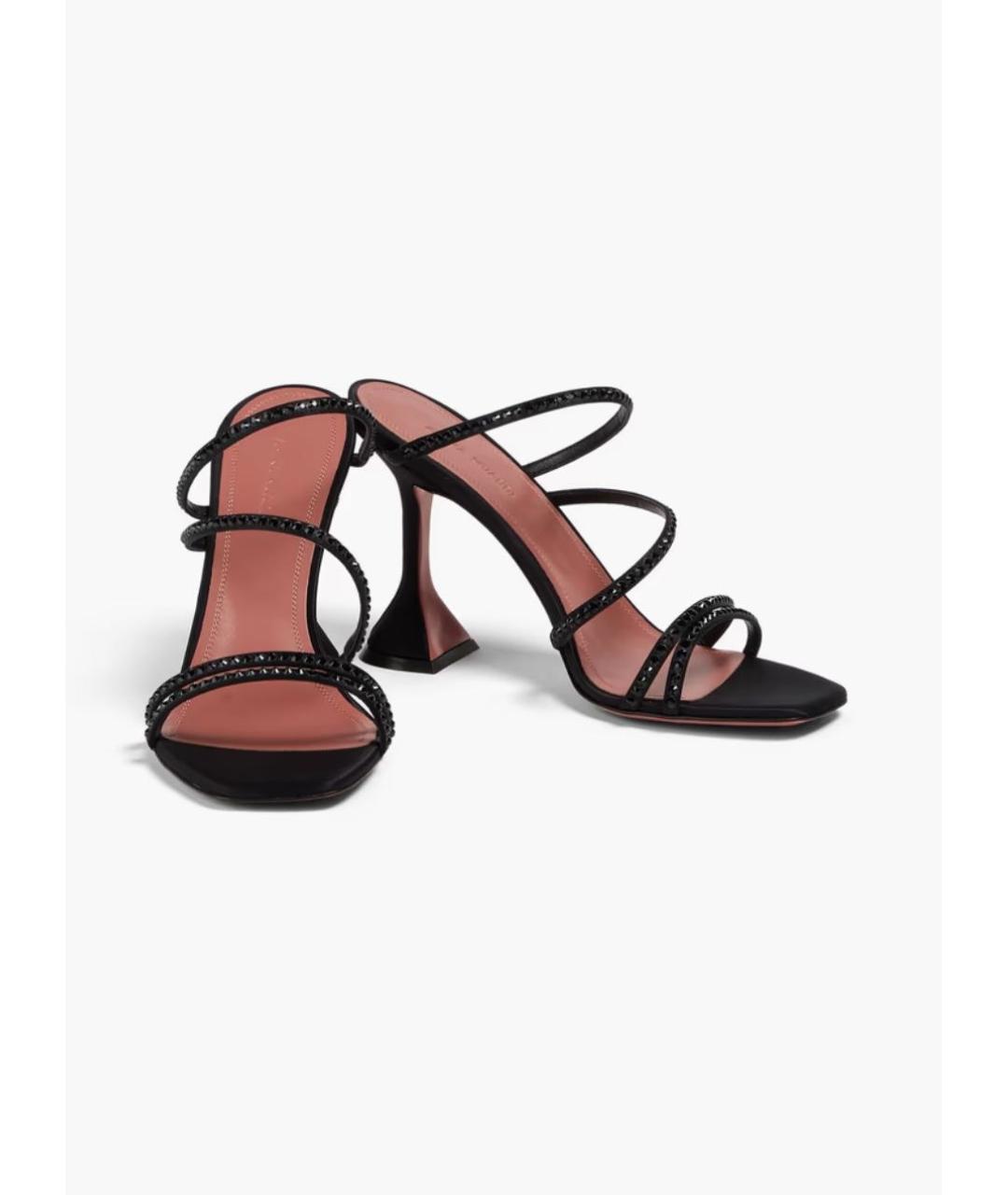 Amina Muaddi Черные текстильные босоножки, фото 2