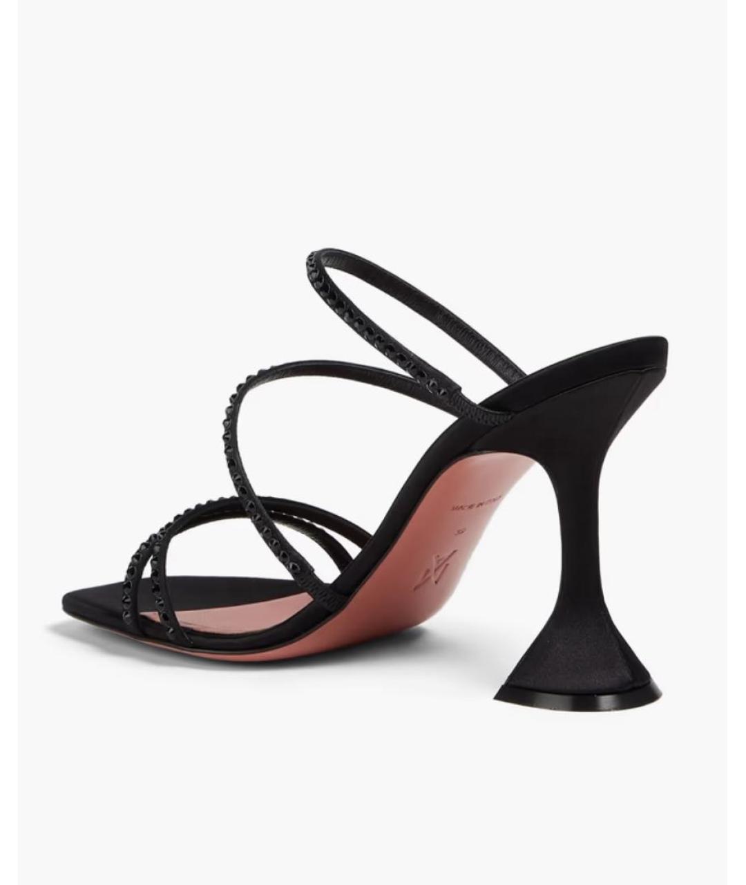 Amina Muaddi Черные текстильные босоножки, фото 3
