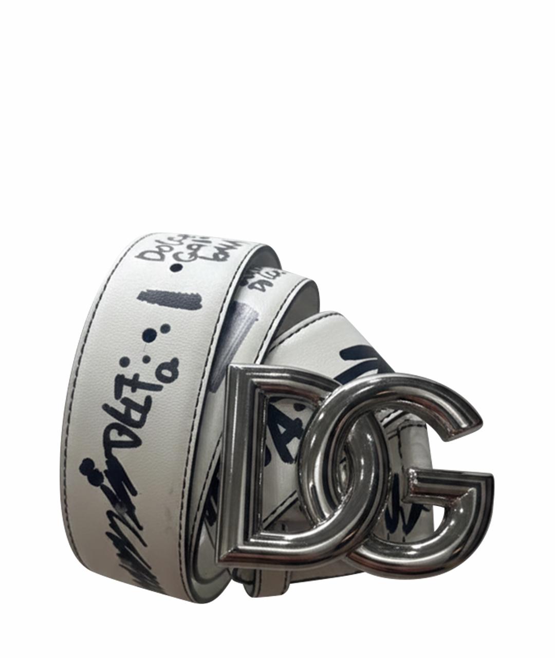 DOLCE&GABBANA Белый кожаный ремень, фото 1