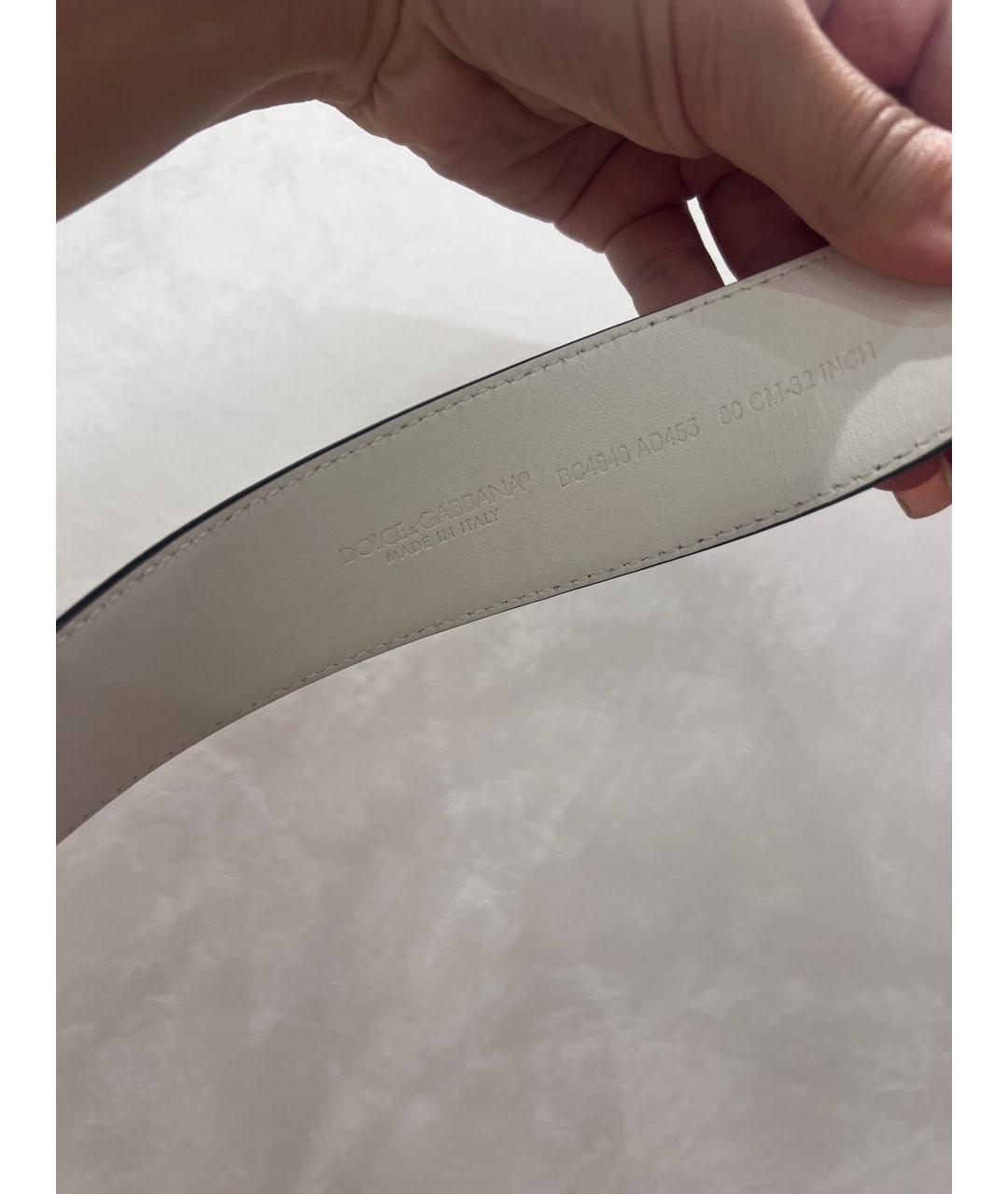 DOLCE&GABBANA Белый кожаный ремень, фото 3