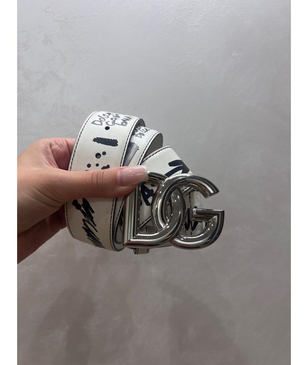 DOLCE&GABBANA Белый кожаный ремень, фото 5