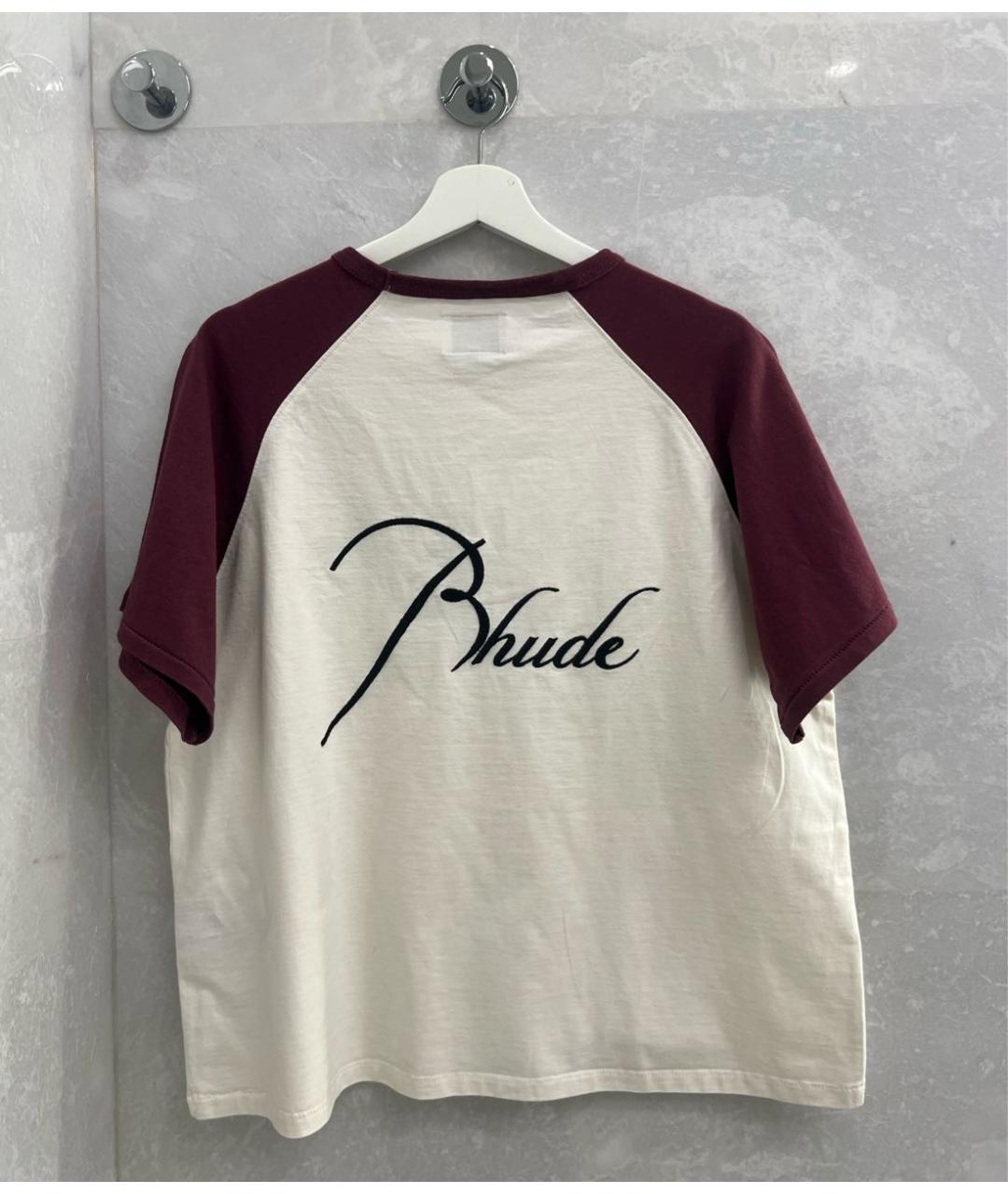 RHUDE Бордовая хлопковая футболка, фото 2