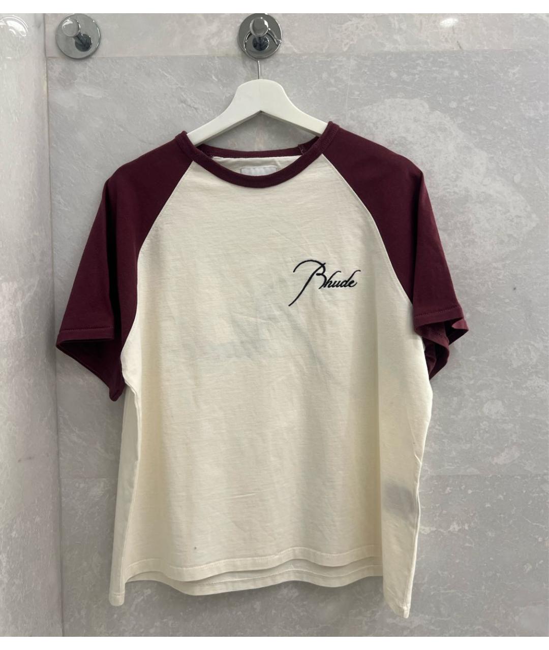 RHUDE Бордовая хлопковая футболка, фото 4