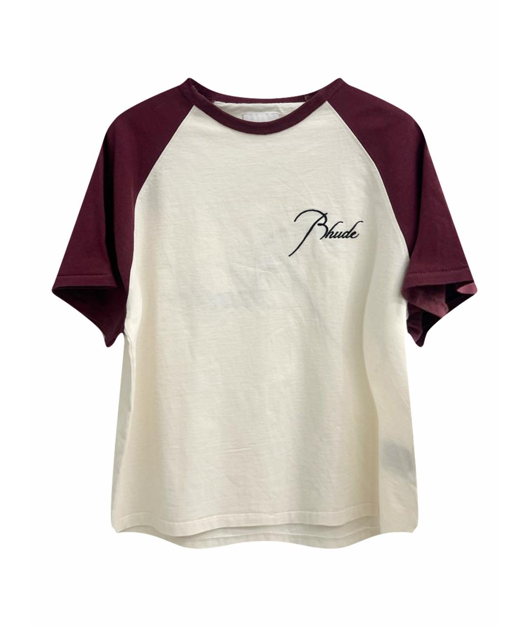 RHUDE Бордовая хлопковая футболка, фото 1