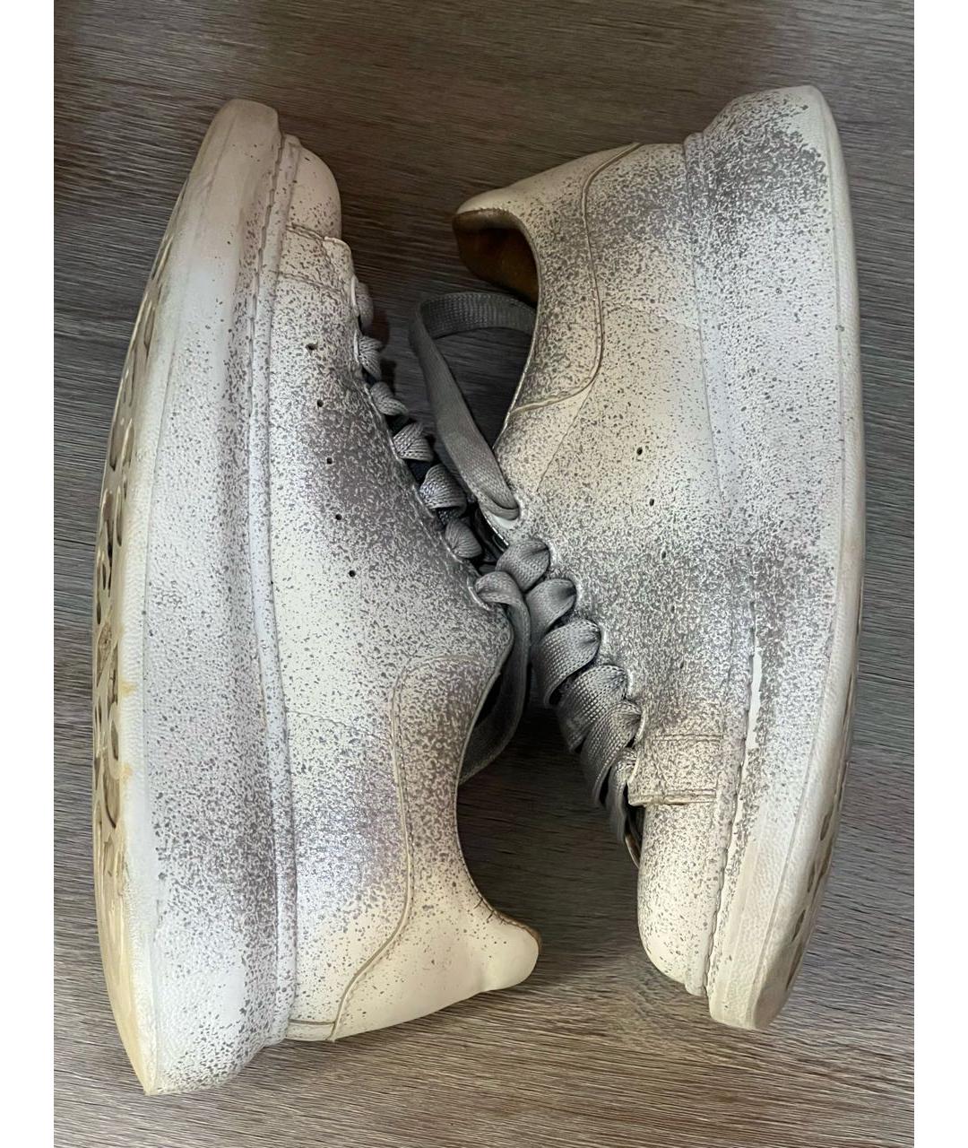 ALEXANDER MCQUEEN Серебряные кожаные кеды, фото 3