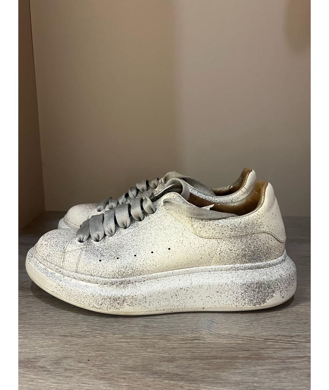 ALEXANDER MCQUEEN Серебряные кожаные кеды, фото 2