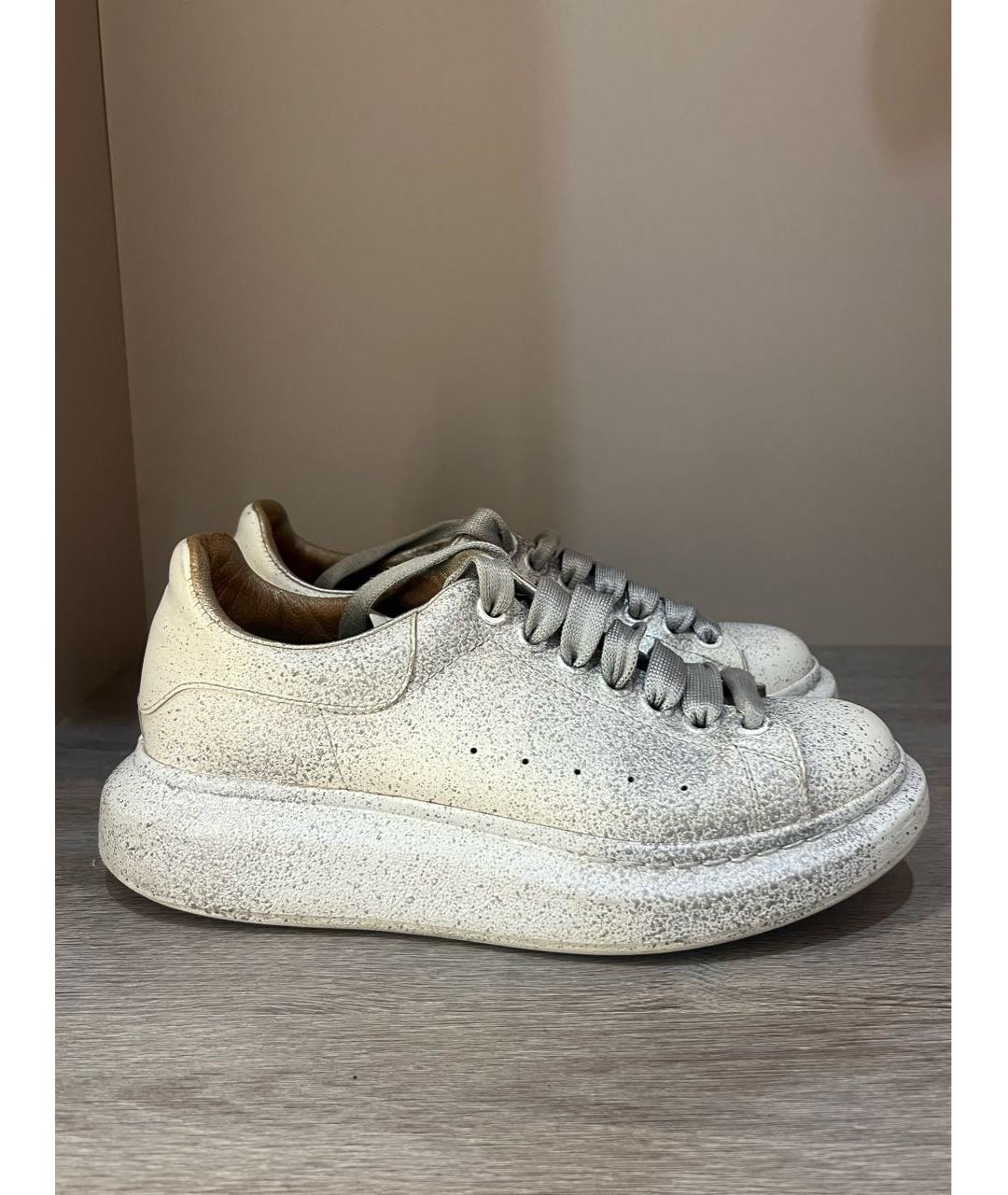 ALEXANDER MCQUEEN Серебряные кожаные кеды, фото 6